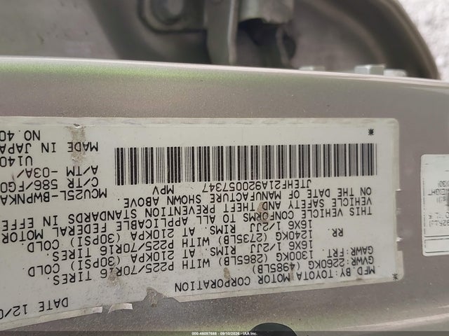 46097688 :رقم المزاد ، JTEHF21A920057347 vin ، 2002 Toyota Highlander V6 مزاد بيع