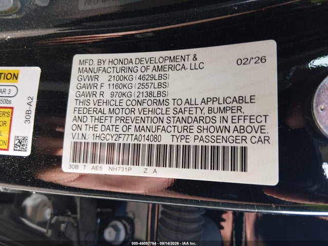 Продаж на аукціоні авто 2026 Honda Accord Hybrid Sport-l, vin: 1HGCY2F77TA014080, номер лоту: 46097764