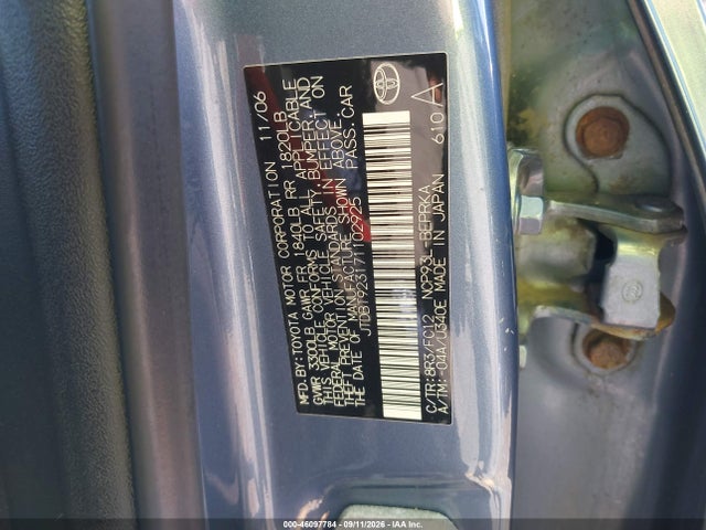 2007 Toyota Yaris მანქანა იყიდება აუქციონზე, vin: JTDBT923171102925, აუქციონის ნომერი: 46097784