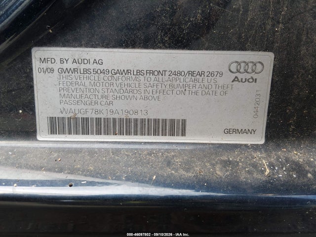 Aukcja sprzedaży 2009 Audi A4 2.0t Avant, vin: WAUGF78K19A190813, numer aukcji: 46097802