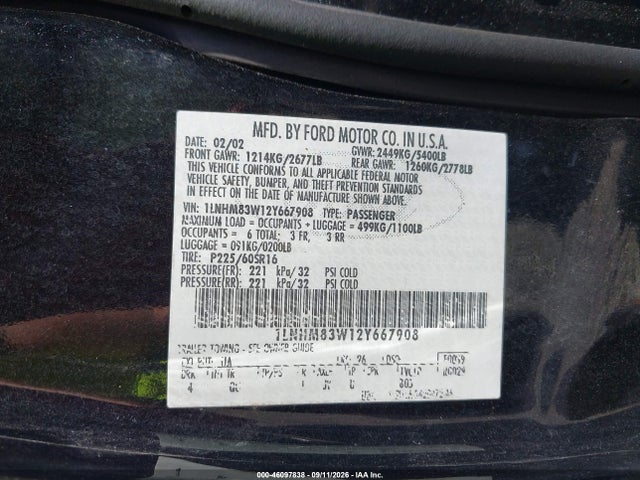 Продаж на аукціоні авто 2002 Lincoln Town Car Cartier, vin: 1LNHM83W12Y667908, номер лоту: 46097838