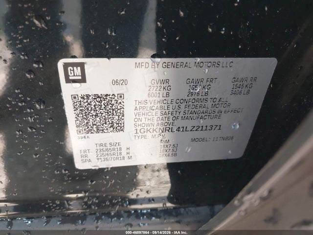 Aukcja sprzedaży 2020 Gmc Acadia Fwd Sle, vin: 1GKKNRL41LZ211371, numer aukcji: 46097864