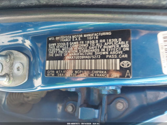 Aukcja sprzedaży 2017 Toyota Yaris L, vin: VNKKTUD39HA075272, numer aukcji: 46097873