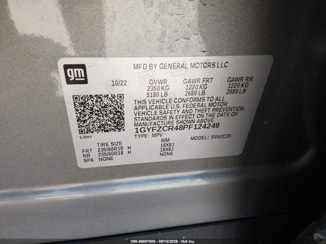 2023 Cadillac Xt4 Fwd Premium Luxury მანქანა იყიდება აუქციონზე, vin: 1GYFZCR48PF124249, აუქციონის ნომერი: 46097900