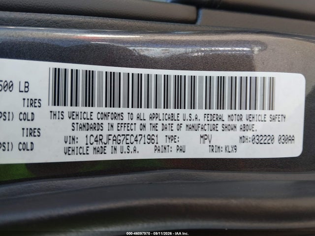 Продажа на аукционе авто 2014 Jeep Grand Cherokee Altitude, vin: 1C4RJFAG7EC471961, номер лота: 46097970