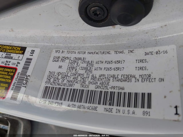 Aukcja sprzedaży 2016 Toyota Tacoma, vin: 5TFAZ5CN6GX012007, numer aukcji: 46098030