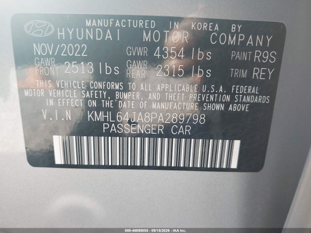 Продажа на аукционе авто 2023 Hyundai Sonata Sel, vin: KMHL64JA8PA289798, номер лота: 46098055