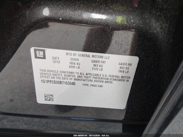 Aukcja sprzedaży 2011 Chevrolet Cruze 1lt, vin: 1G1PF5S90B7163045, numer aukcji: 46098144