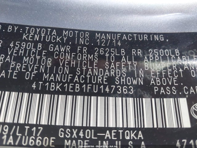 Продажа на аукционе авто 2015 Toyota Avalon Xle Touring, vin: 4T1BK1EB1FU147363, номер лота: 46098164