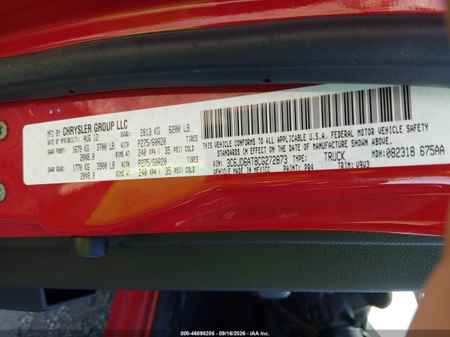 Aukcja sprzedaży 2012 Ram 1500 St, vin: 3C6JD6AT8CG272873, numer aukcji: 46098205