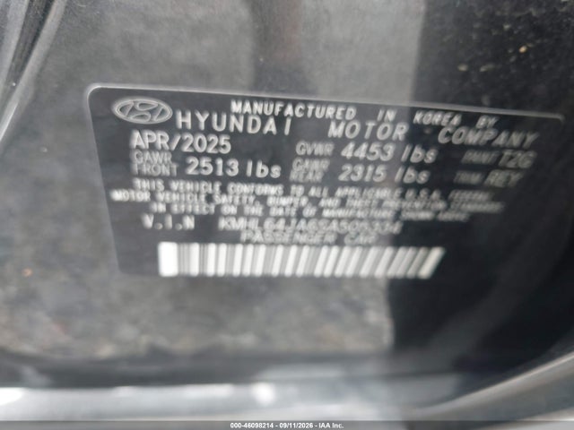 Aukcja sprzedaży 2025 Hyundai Sonata Sel, vin: KMHL64JA6SA505334, numer aukcji: 46098214