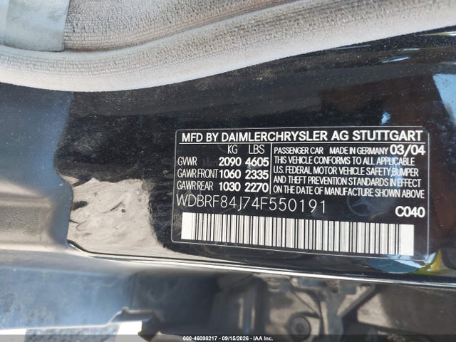 Продаж на аукціоні авто 2004 Mercedes-benz C 320 4matic, vin: WDBRF84J74F550191, номер лоту: 46098217