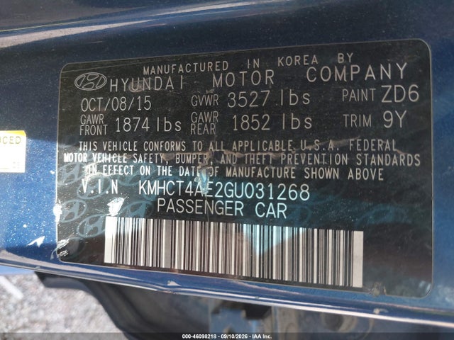 Hyundai ACCENT SE 2016 KMHCT4AE2GU031268 Image 9
