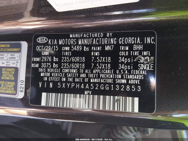 KIA Sorento 3.3l Ex 2016 5XYPH4A52GG132853 Image 9