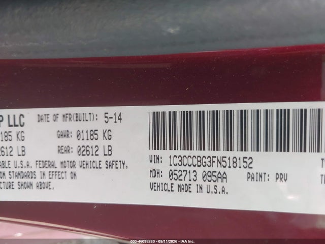 Продаж на аукціоні авто 2015 Chrysler 200 S, vin: 1C3CCCBG3FN518152, номер лоту: 46098260
