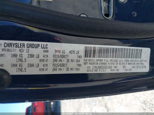 2013 Jeep Patriot Sport მანქანა იყიდება აუქციონზე, vin: 1C4NJRBB5DD221842, აუქციონის ნომერი: 46098287