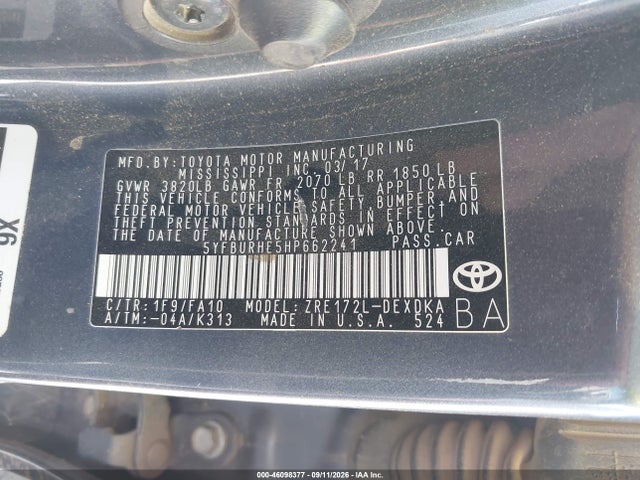 Toyota COROLLA L 2017 5YFBURHE5HP662241 Image 9