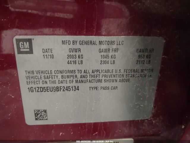 Продаж на аукціоні авто 2011 Chevrolet Malibu 2lt, vin: 1G1ZD5EU9BF245134, номер лоту: 46098388