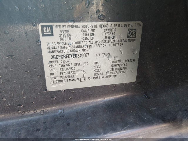 Продаж на аукціоні авто 2014 Chevrolet Silverado 1500 1lt, vin: 3GCPCRECXEG349067, номер лоту: 46098394
