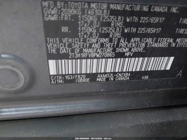 Продажа на аукционе авто 2023 Toyota Rav4 Le, vin: 2T3H1RFV8PW270865, номер лота: 46098400