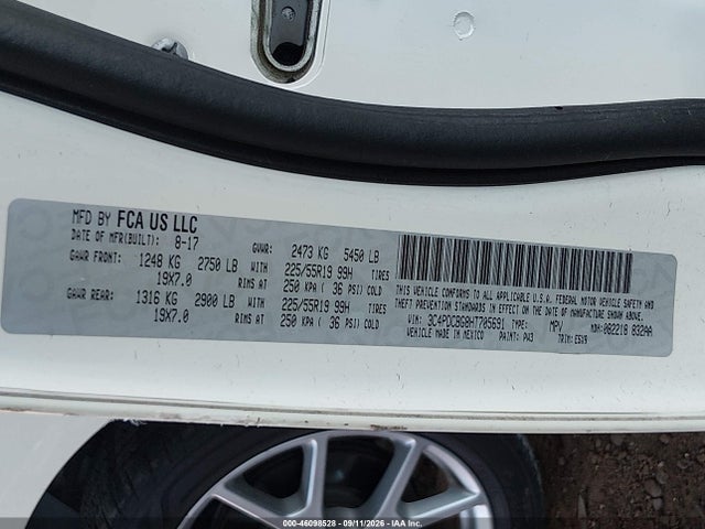 2017 Dodge Journey Sxt მანქანა იყიდება აუქციონზე, vin: 3C4PDCBG8HT705691, აუქციონის ნომერი: 46098528