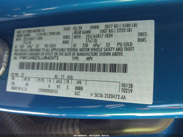 1FMCU0BZ3LUB42073 Ford Escape Se Sport Hybrid