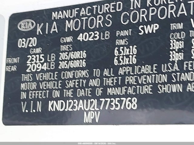 Продаж на аукціоні авто 2020 Kia Soul Lx, vin: KNDJ23AU2L7735768, номер лоту: 46098559