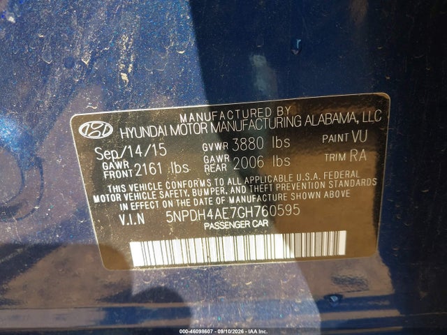 Продажа на аукционе авто 2016 Hyundai Elantra Se, vin: 5NPDH4AE7GH760595, номер лота: 46098607