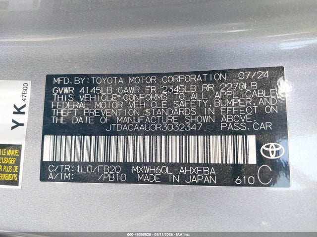 Toyota Prius Le 2024 JTDACAAU0R3032347 Image 9