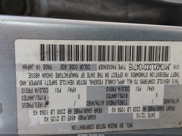 Aukcja sprzedaży 2012 Mazda Mazda5 Touring, vin: JM1CW2CL0C0104716, numer aukcji: 46098641