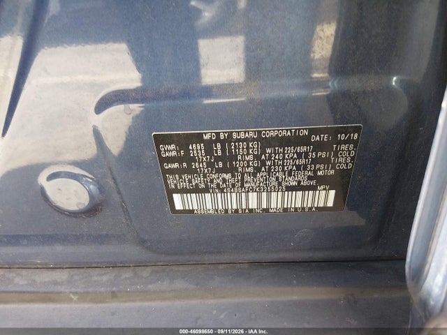Subaru Outback 2.5i Premium 2019 4S4BSAFC7K3255025 Image 9