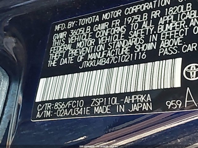 46098655 :رقم المزاد ، JTKKU4B47C1021116 vin ، 2012 Scion Xd مزاد بيع