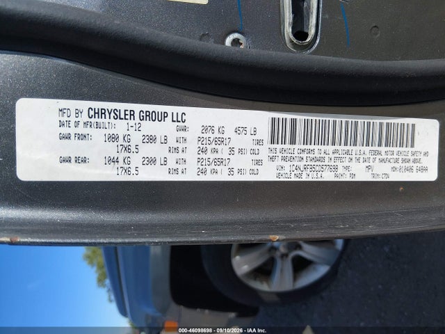 46098698 :رقم المزاد ، 1C4NJRFB5CD577698 vin ، 2012 Jeep Patriot Latitude مزاد بيع