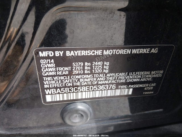 Продажа на аукционе авто 2014 Bmw 535i Xdrive, vin: WBA5B3C58ED536376, номер лота: 46098707