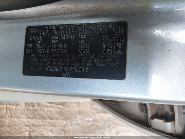 46098830 :رقم المزاد ، KNDJD736275680918 vin ، 2007 Kia Sorento مزاد بيع