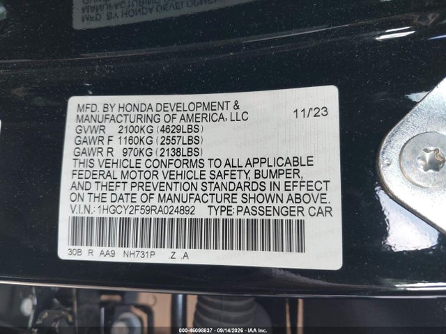 Aukcja sprzedaży 2024 Honda Accord Hybrid Sport, vin: 1HGCY2F59RA024892, numer aukcji: 46098837
