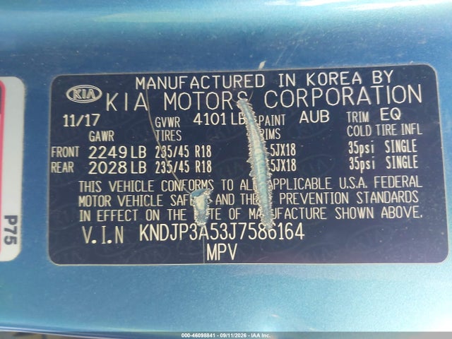 KIA SOUL + 2018 KNDJP3A53J7586164 Image 9