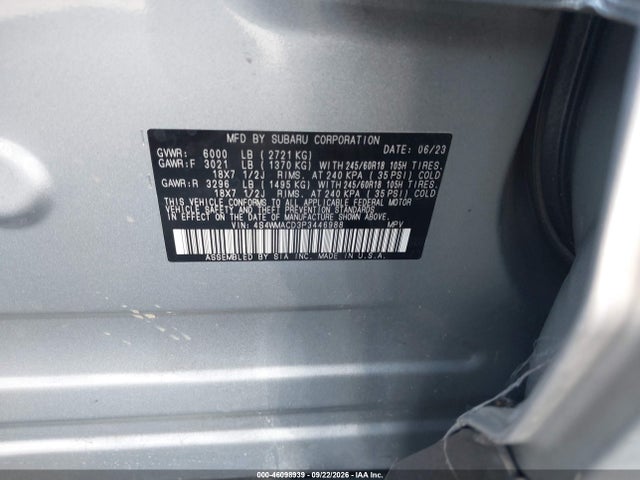 Продаж на аукціоні авто 2023 Subaru Ascent Premium 8-passenger, vin: 4S4WMACD3P3446988, номер лоту: 46098939