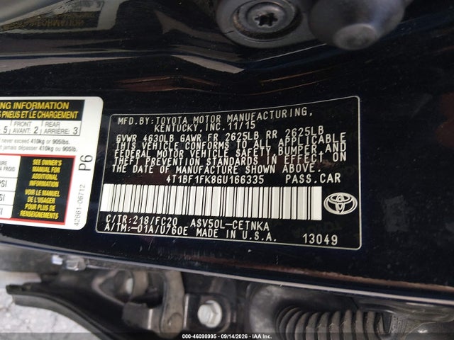 Toyota CAMRY LE 2016 4T1BF1FK8GU166335 Image 9