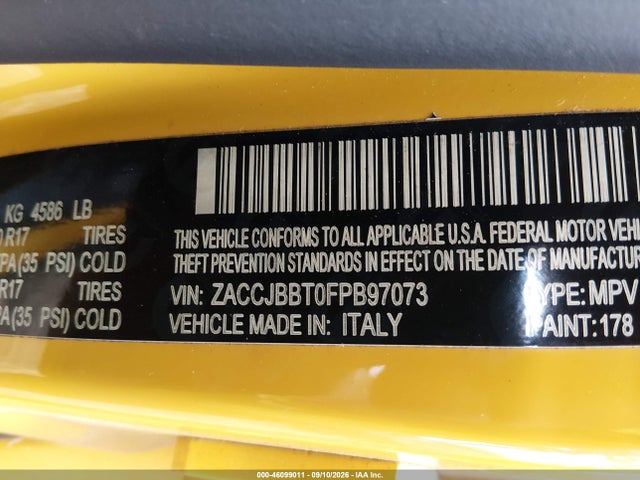 Aukcja sprzedaży 2015 Jeep Renegade Latitude, vin: ZACCJBBT0FPB97073, numer aukcji: 46099011