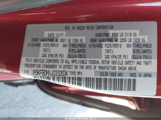 Продажа на аукционе авто 2018 Mazda Cx-5 Grand Touring, vin: JM3KFBDMXJ0332634, номер лота: 46099045