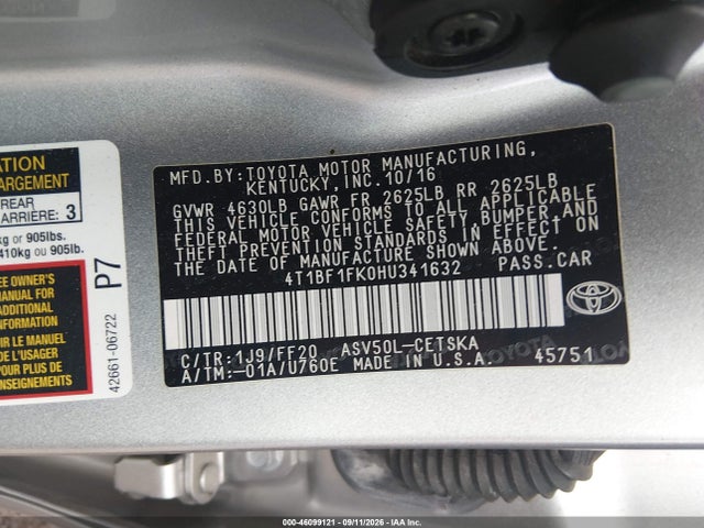 Продаж на аукціоні авто 2017 Toyota Camry Se, vin: 4T1BF1FK0HU341632, номер лоту: 46099121
