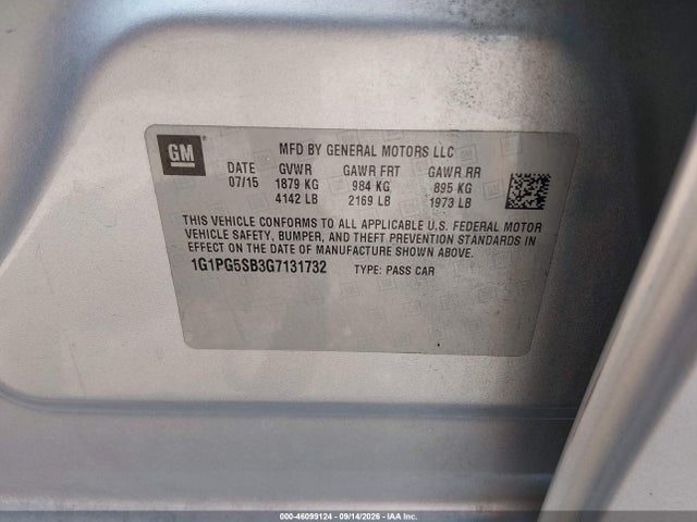 Aukcja sprzedaży 2016 Chevrolet Cruze Limited Ltz Auto, vin: 1G1PG5SB3G7131732, numer aukcji: 46099124
