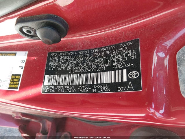 2010 Toyota Prius Iii მანქანა იყიდება აუქციონზე, vin: JTDKN3DU7A0043521, აუქციონის ნომერი: 46099127