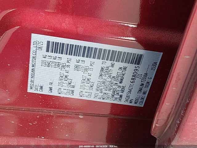 Продажа на аукционе авто 2026 Nissan Rogue S, vin: 5N1BT3AA1TC688095, номер лота: 46099149