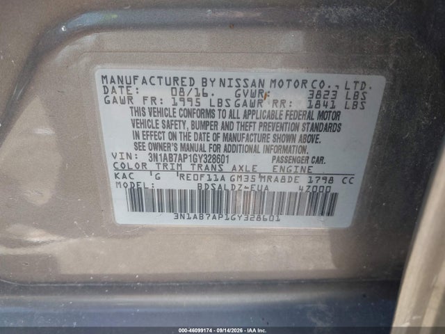 Nissan SENTRA SV 2016 3N1AB7AP1GY328601 Image 9