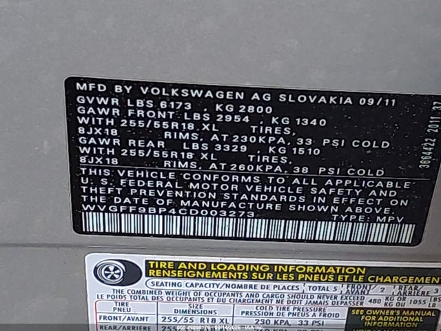 Aukcja sprzedaży 2012 Volkswagen Touareg Vr6 Sport, vin: WVGFF9BP4CD003273, numer aukcji: 46099176