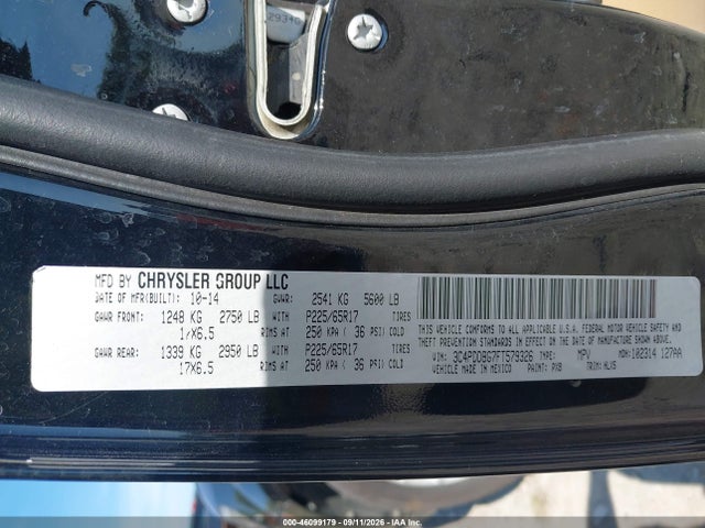 Продаж на аукціоні авто 2015 Dodge Journey Sxt, vin: 3C4PDDBG7FT579326, номер лоту: 46099179