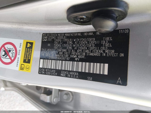 46099191 :رقم المزاد ، 5TDEK3EH0AS007187 vin ، 2010 Toyota Highlander Sport V6 مزاد بيع