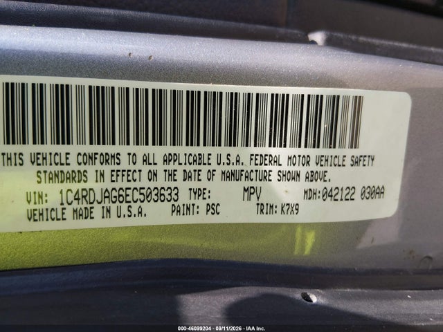 Aukcja sprzedaży 2014 Dodge Durango Sxt, vin: 1C4RDJAG6EC503633, numer aukcji: 46099204